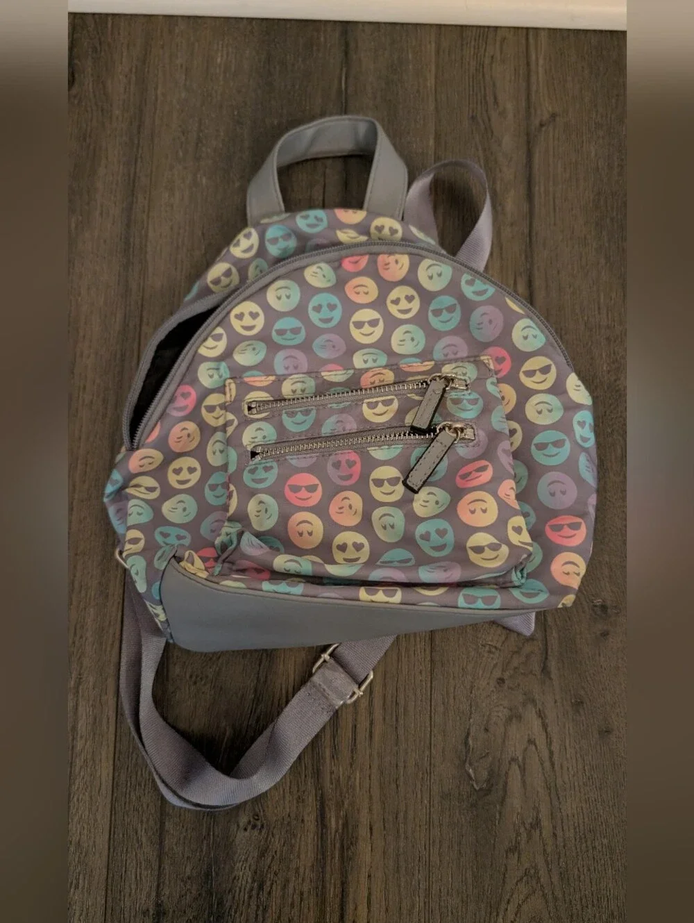 Emoji Print Gray Mini Backpack - Women Or Tween Bags